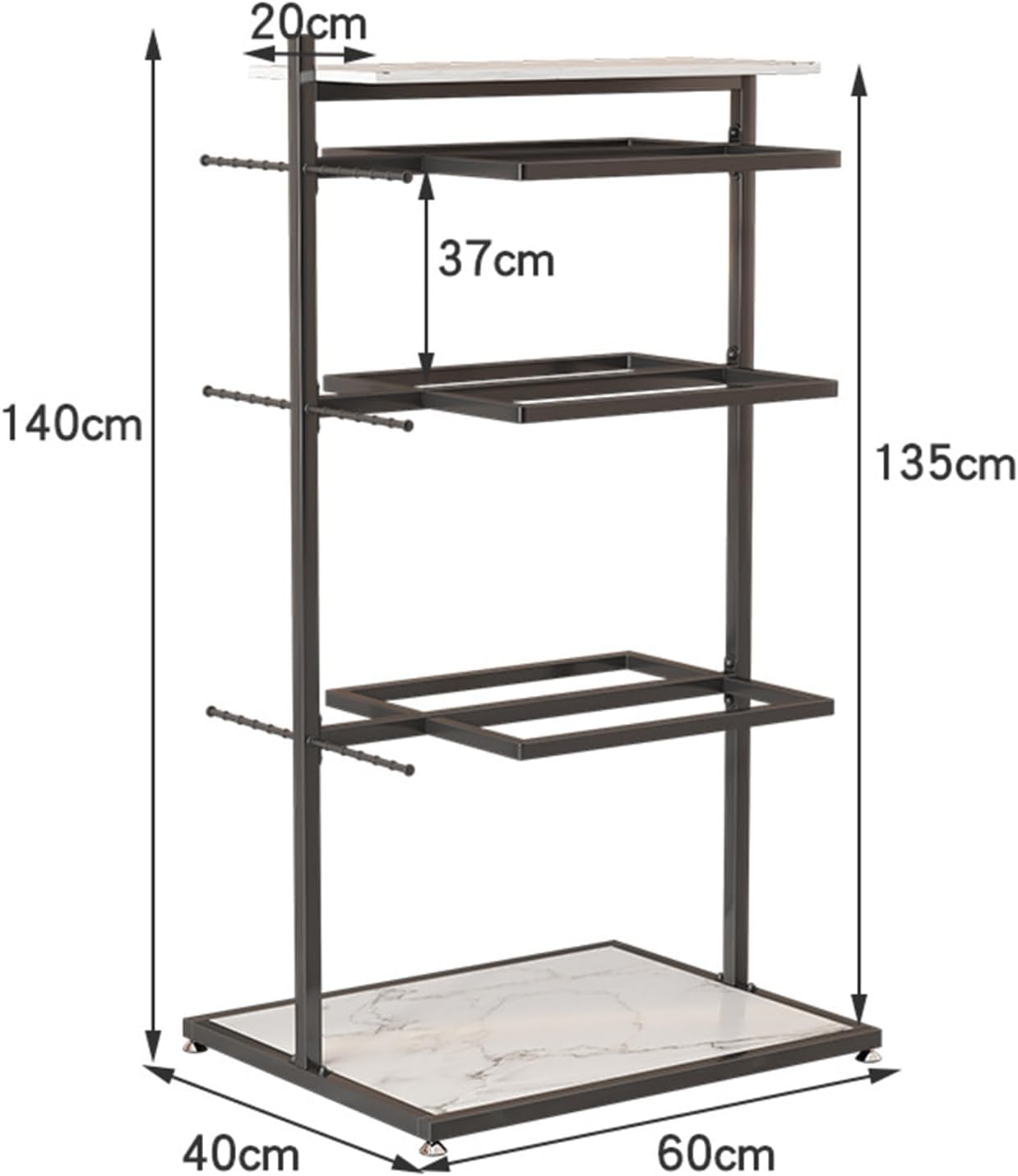 Metal Underwear Panty Bra Shorts Display Rack for Clothing Store Retail Garment Hanger Stand(Black 60x40x135cm)