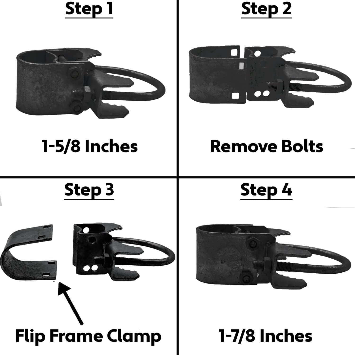 Black 6-5/8' x 1-5/8' or 1-7/8' Bulldog Hinge - Powder Coated - Pressed Steel - CASE Qty 4