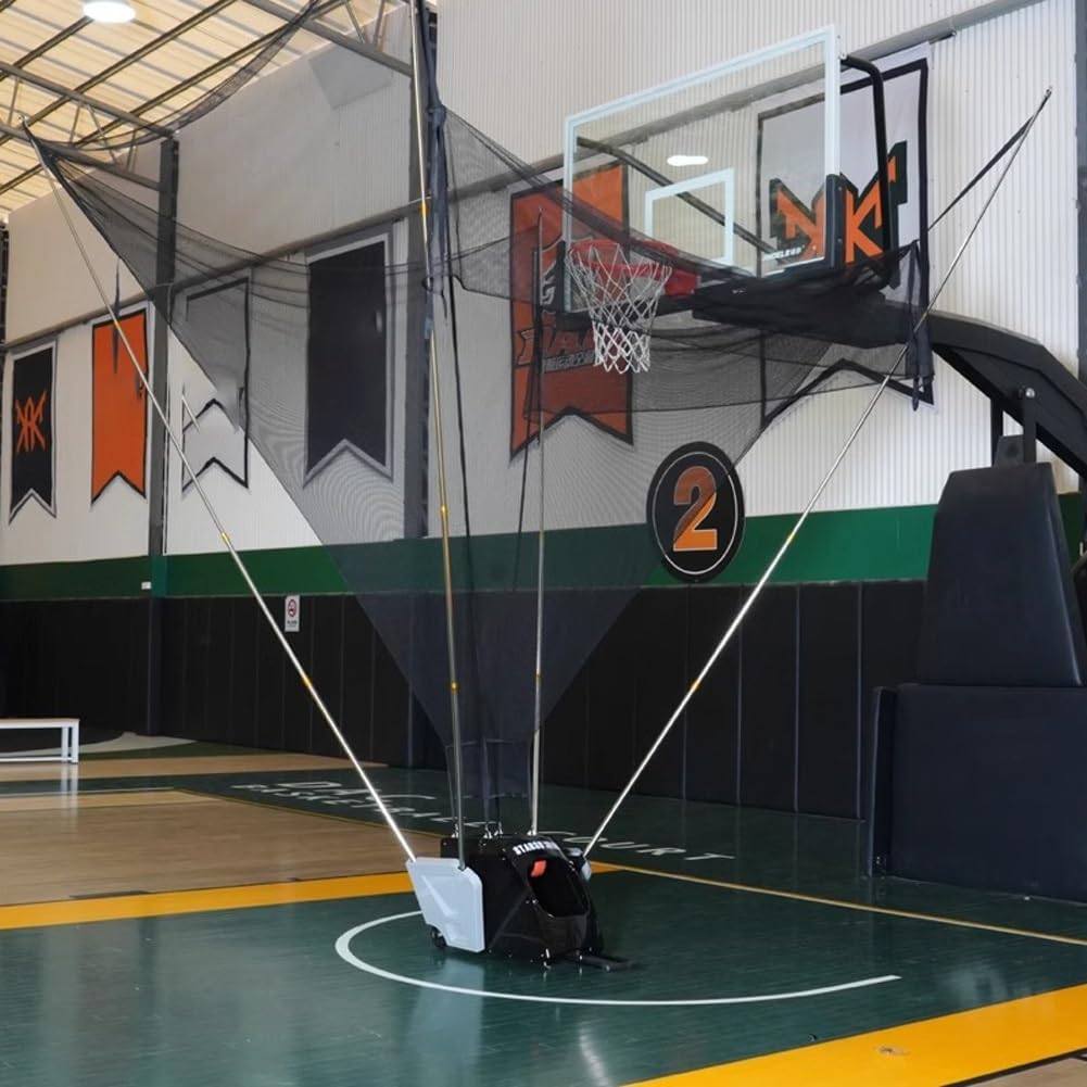 Automatic Basketball Catching & Shooting Machine,Dual-Use Basketball Shooting Rebounder Machine with Net, Basketball Returns (White)