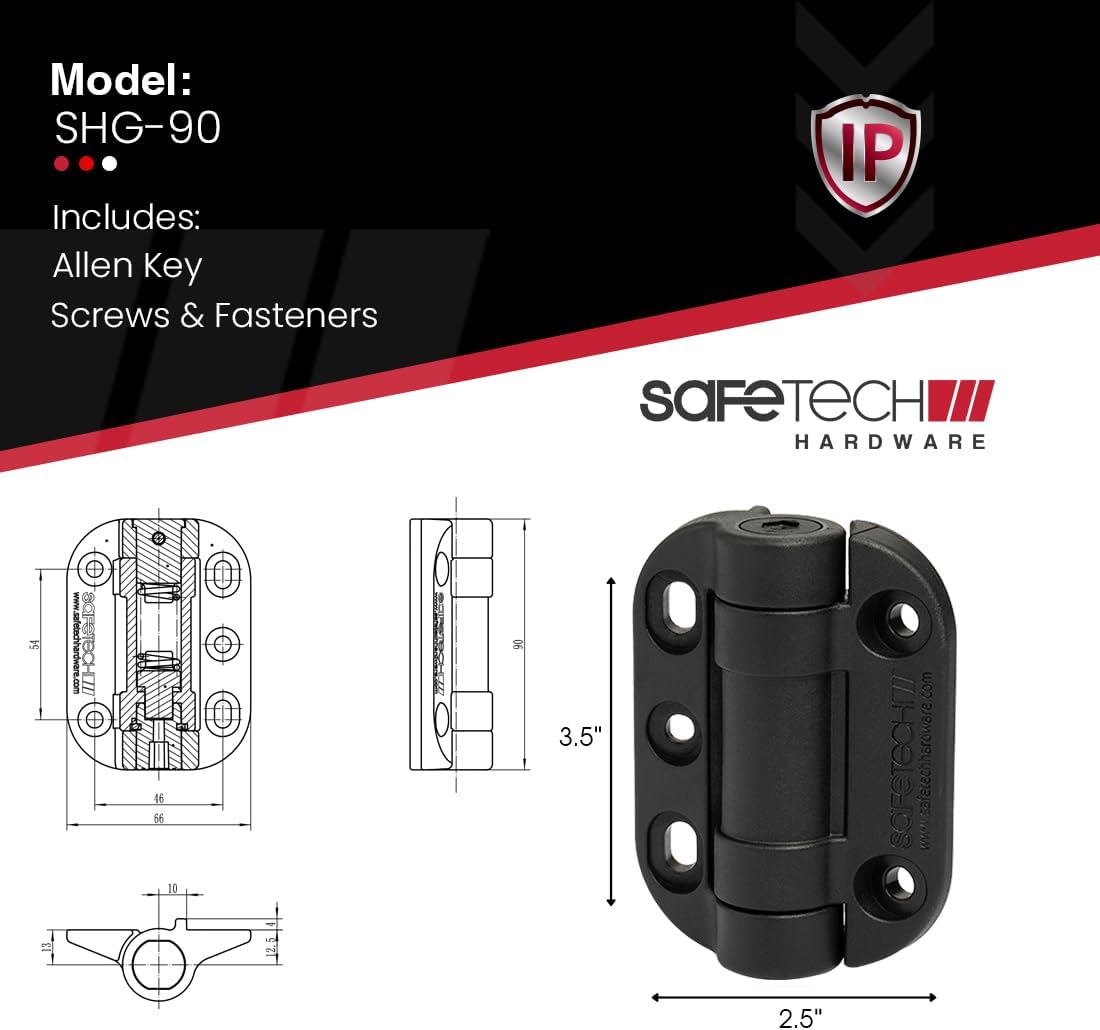 Safetech Hardware 22-Inch Push Lock Magnetic Top Pull Pool Gate Latch (SL-50H) & TopKlik Gate Hinges Bundle