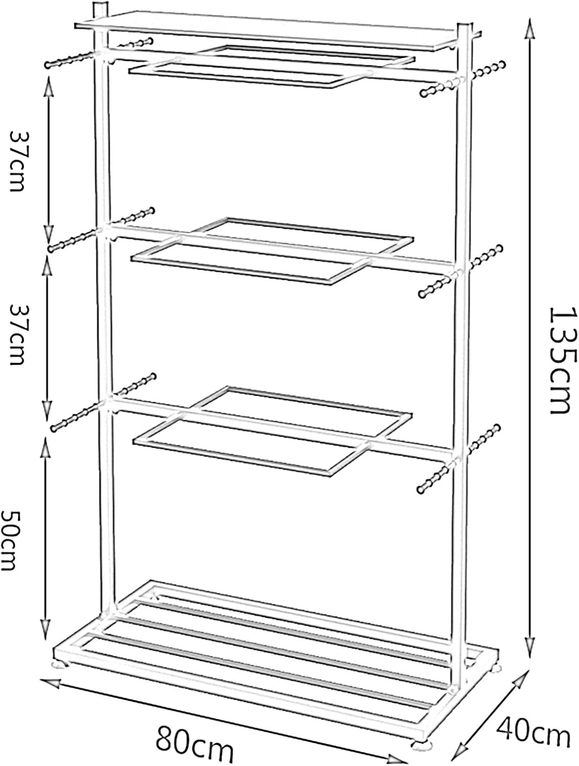 Modern Clothing Store Garment Rack,Commercial Grade Clothes Retail Display Racks,Multipurpose Slippers Socks Underwear Shorts Accessories Storage Shelves,Boutique Organizer(White 80x40x135CM)