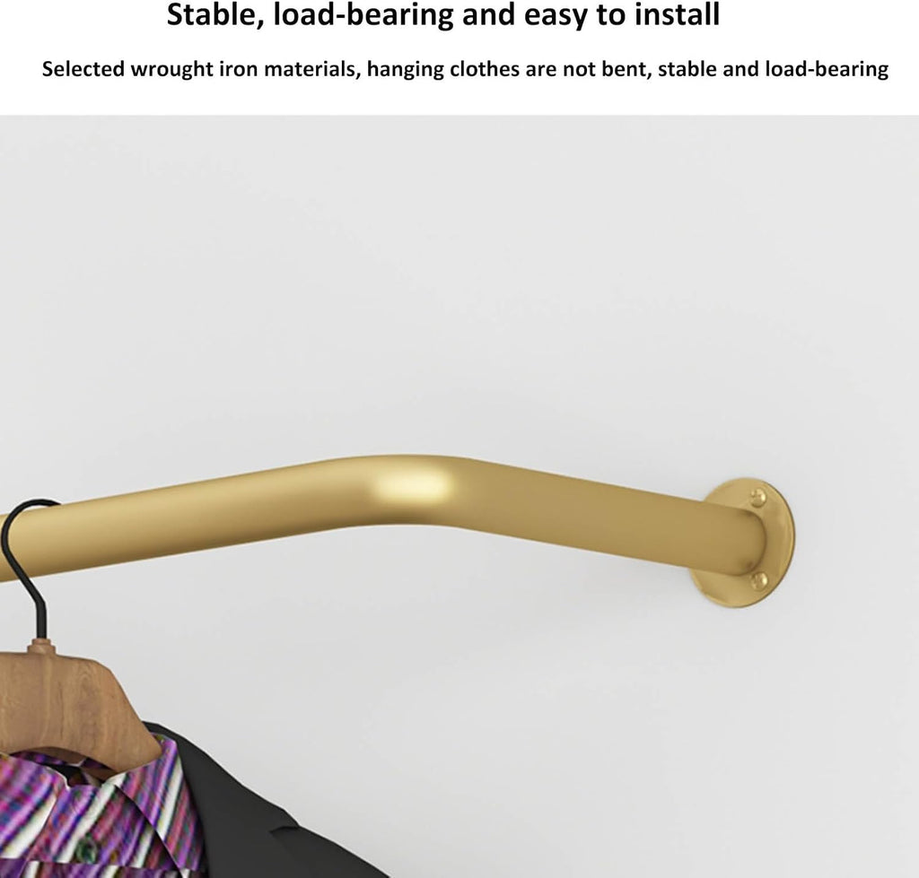 Clothing Store Clothes Display Rack, Heavy Duty Industrial Pipe Clothes Hanging Rack Wall Mounted Iron Clothing Storage Hanger Rod, Modern Metal Commercial Retail Garment Rack