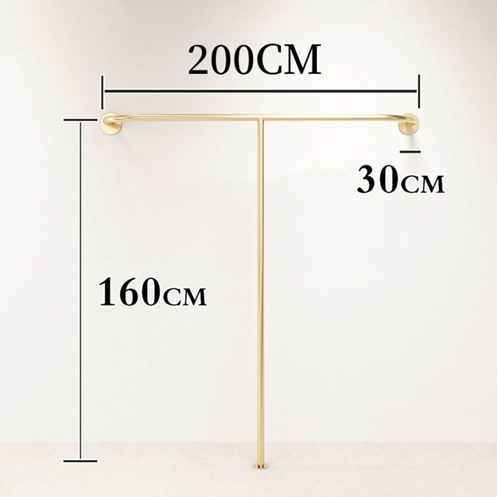 Wall-mounted Retail Clothing Display Stand, Boutique Creative Gold Industrial Pipe Clothing Rack ，commercial Clothing Store Display Metal Garment Rack，laundry Room Hanging Clothing Rod, 200cm