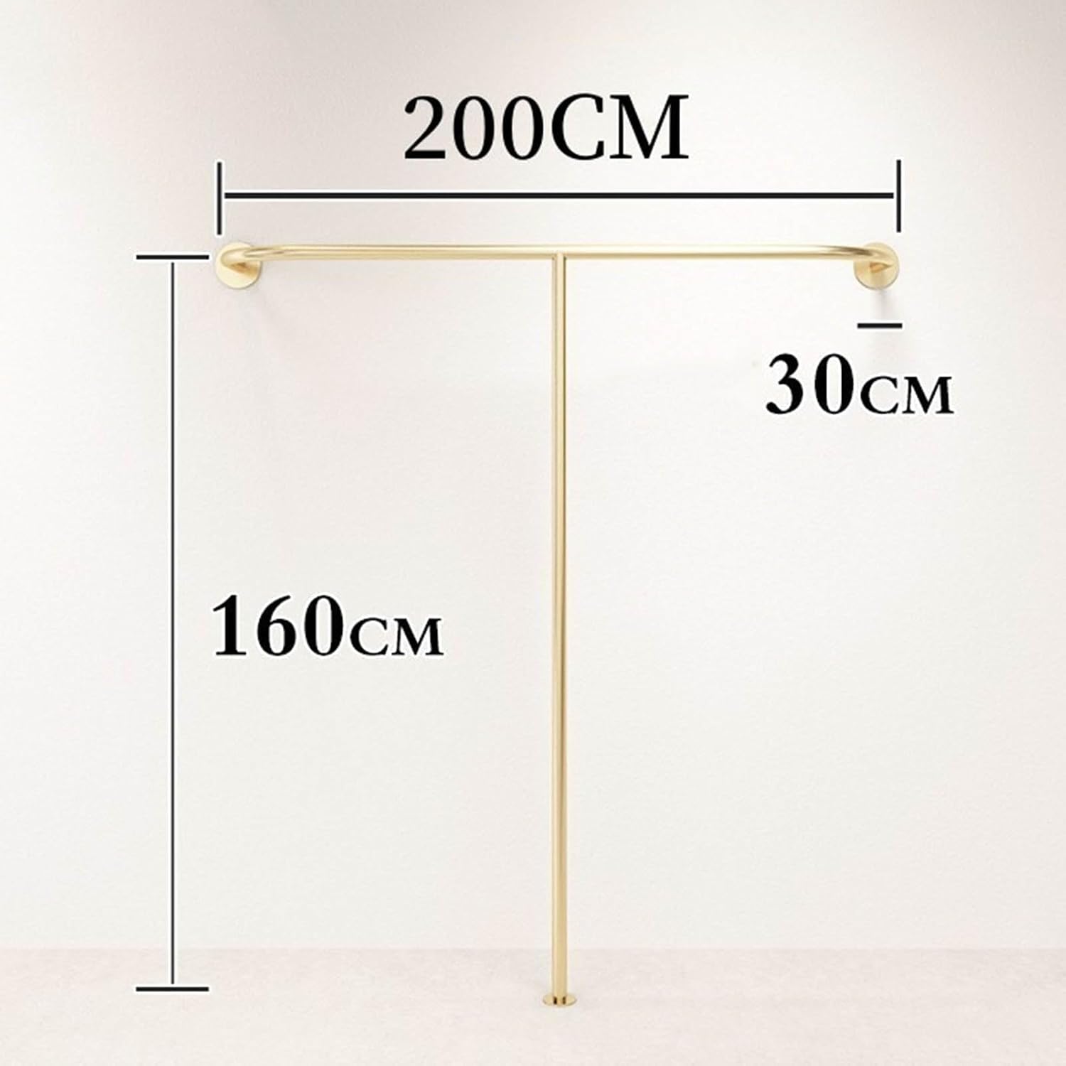 Wall-mounted Retail Clothing Display Stand, Boutique Creative Gold Industrial Pipe Clothing Rack ，commercial Clothing Store Display Metal Garment Rack，laundry Room Hanging Clothing Rod, 200cm