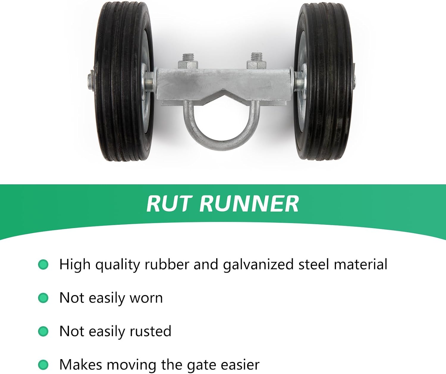 6' Sliding Gate Hardware Kit for Chain Link Fence, Heavy Duty Rolling Gate Kit with 2 Track Wheels, 6 Wall Mounted Brackets, 1 Rolo Latch, Galvanized Steel