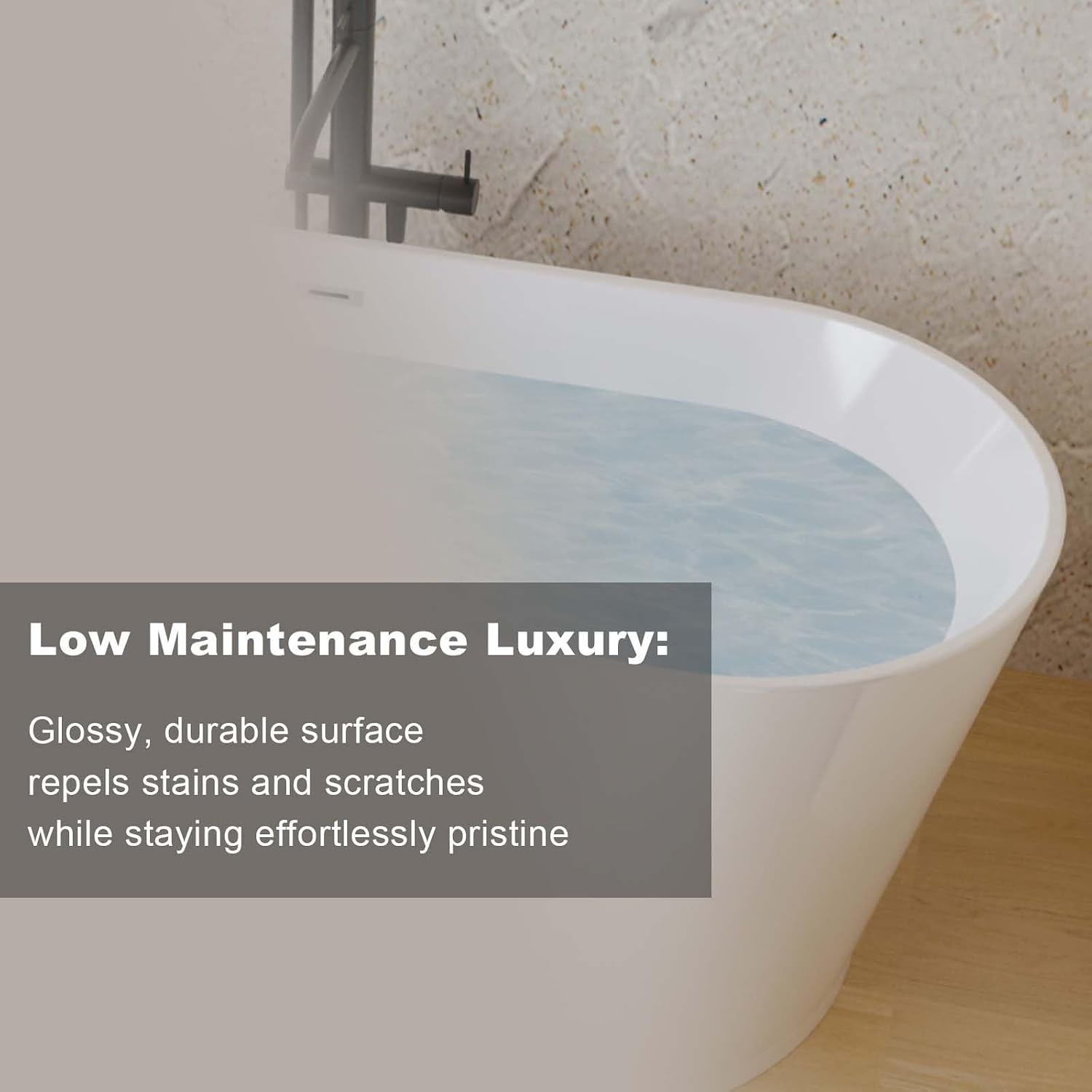 55' Acrylic Freestanding Bathtub, Stand Alone Soaking Tub with Toe-tap Chrome Drain Free Standing Bathtubs CUPC Certified White