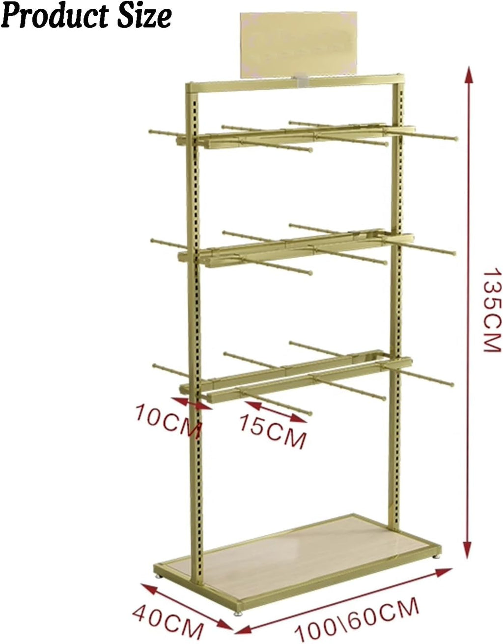 Underwear Display Stands,Freestanding Clothing Store Boutiques Retail Lingerie Garment Rack,Metals Lingerie Stand Shelves,for Socks Bra Panties(Color 1,100 X 40 X 135cm)