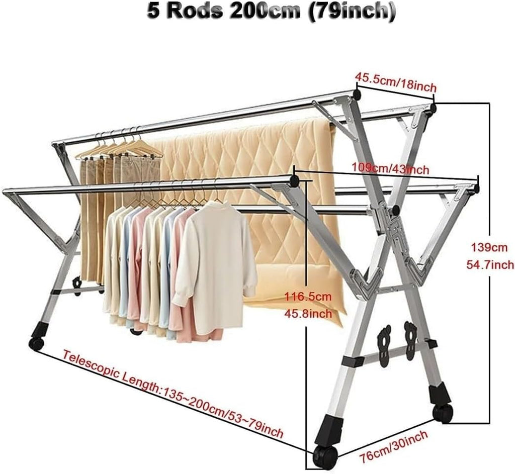 Foldable Freestanding Drying Rack,Clothing Drying Rack Laundry Drying Rack Folding Indoor Adjustable Clothes Drying Rack Collapsible Laundry Rack Heavy Duty Space-Saving Garment Rack Clothes