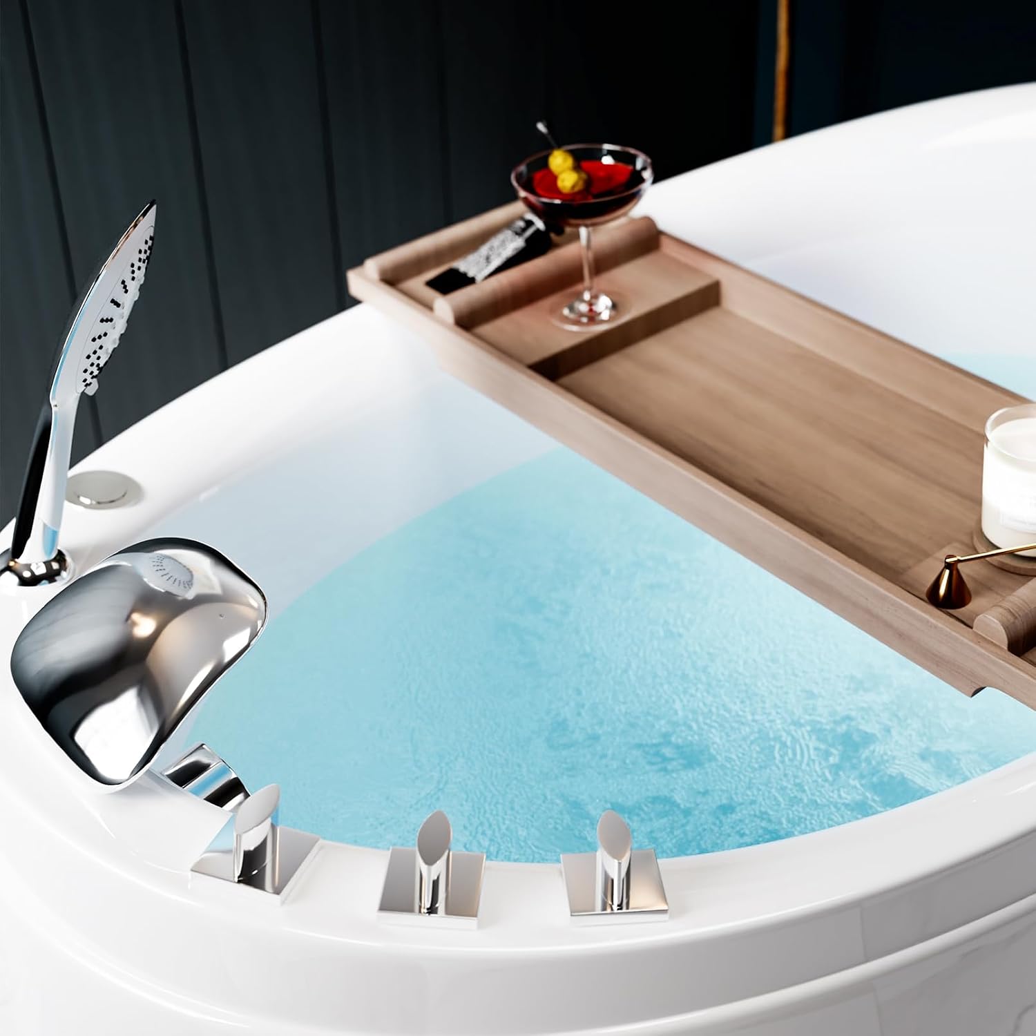 Empava Whirlpool Tub,48 in Freestanding Air Jetted Bathtub, Japanese Soaking Tub with Pre-Molded Seat, 36 Air Jets for Spa-Like Relaxation, Glossy White Luxury Acrylic Design