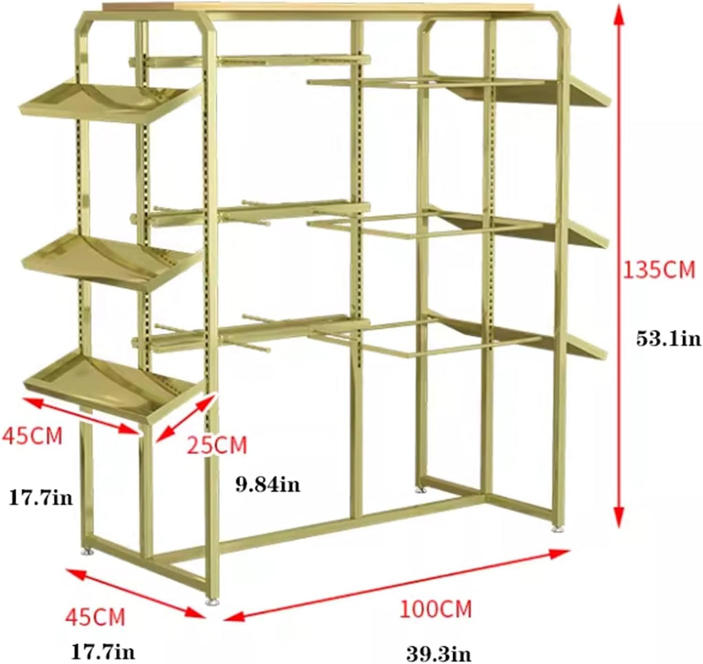 3 Tier Heavy-duty Retail Organizer Clothing Store Shelf, Commercial Lingerie Garment Rack, Metal, Underwear Sock Display Stand, for Bras, Shorts, Hats, 100 * 45 * 135cm(D)