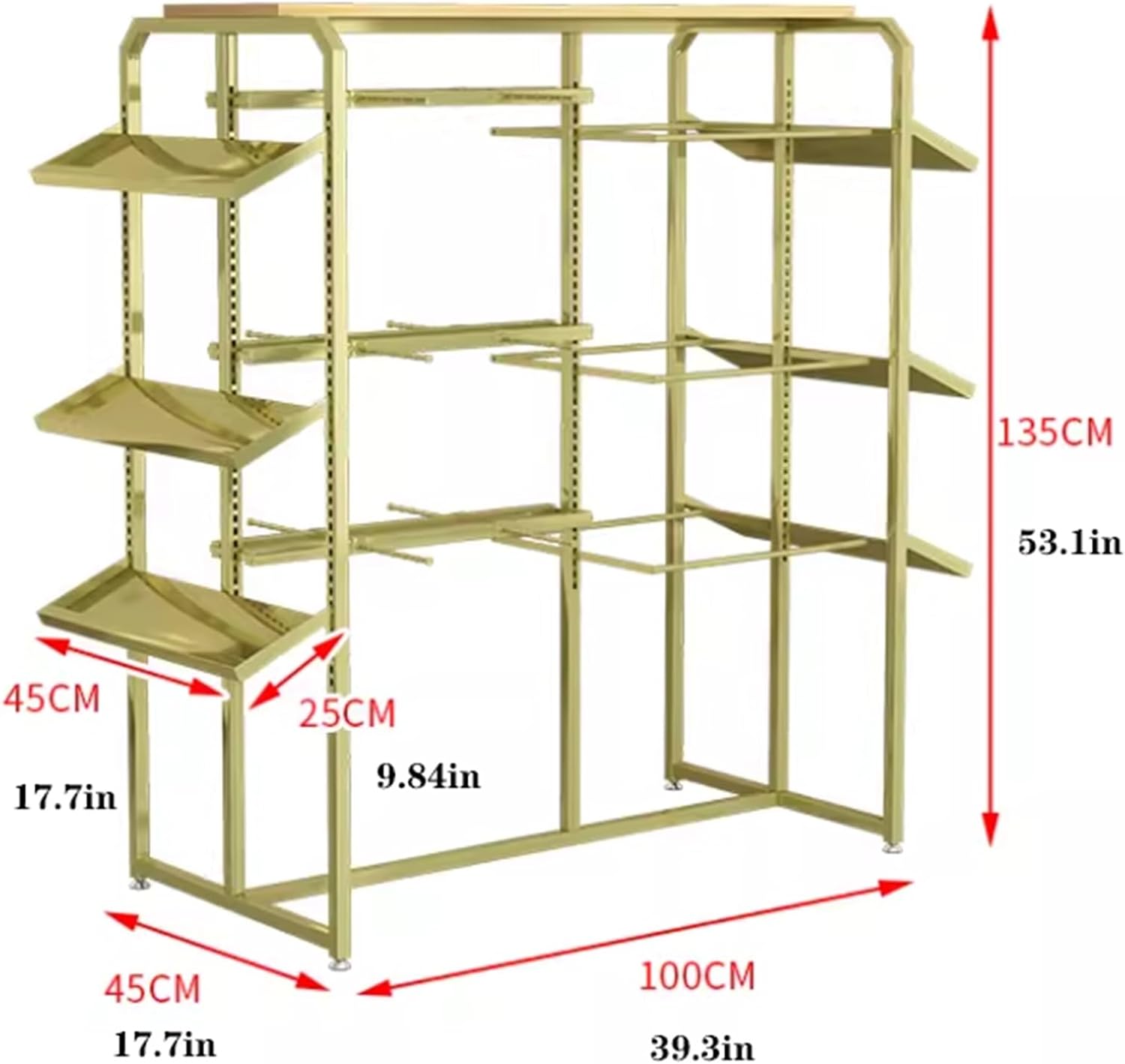 4 Tier Retail Clothing Store Shelf, Commercial Lingerie Garment Rack, Metal, Underwear Sock Display Organizer Stand, for Bras, Shorts, Hats, 100 * 45 * 135cm(White)