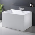 35' Acrylic Freestanding Bathtubs, Stand Alone Tub, Japanese Soaking Tub for Bathroom, Integrated Overflow and Drain, cUPC Certified, Gloss White