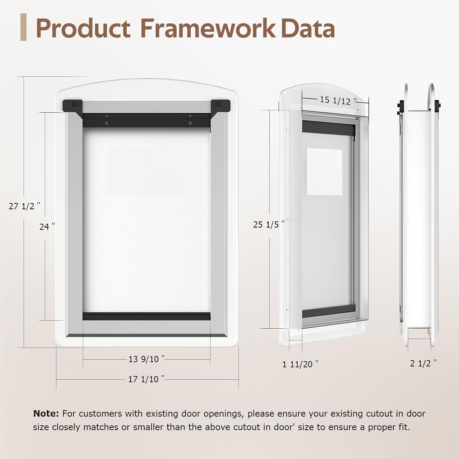 [MAVRICTECH] Extea Large Dog Door for Door, Dog Door for Interior & Exterior Door with Steel Frame and Telescoping Tunnel, Magnetic Two Flaps Design and Two Sliding Lock Panels, Up to 220LBS, White.