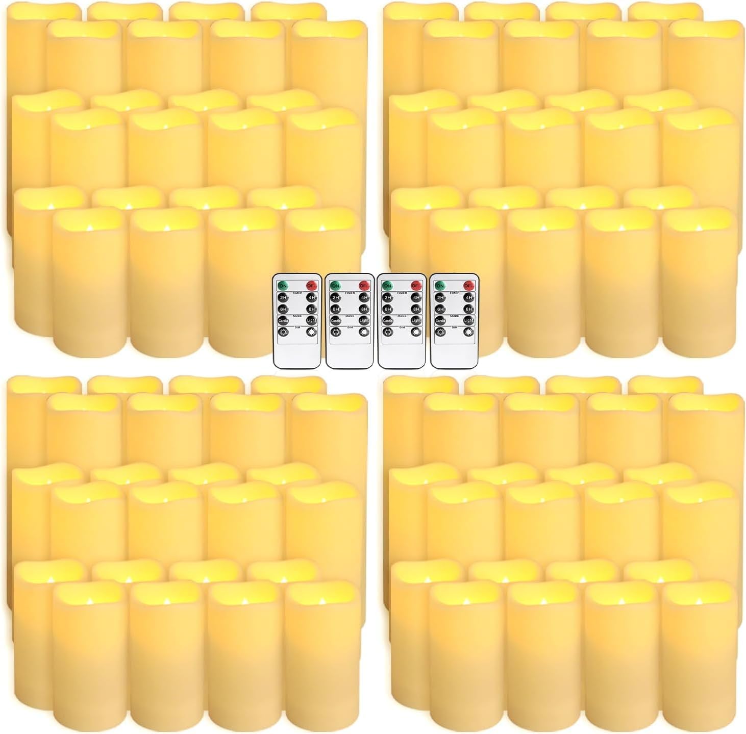 YOROXRG Set of 96 Waterproof Outdoor Flameless Candles, LED Candles with 4 Remote and Timer,(H 4' 5' 6' x D 2.2'),for Halloween Wedding Festival