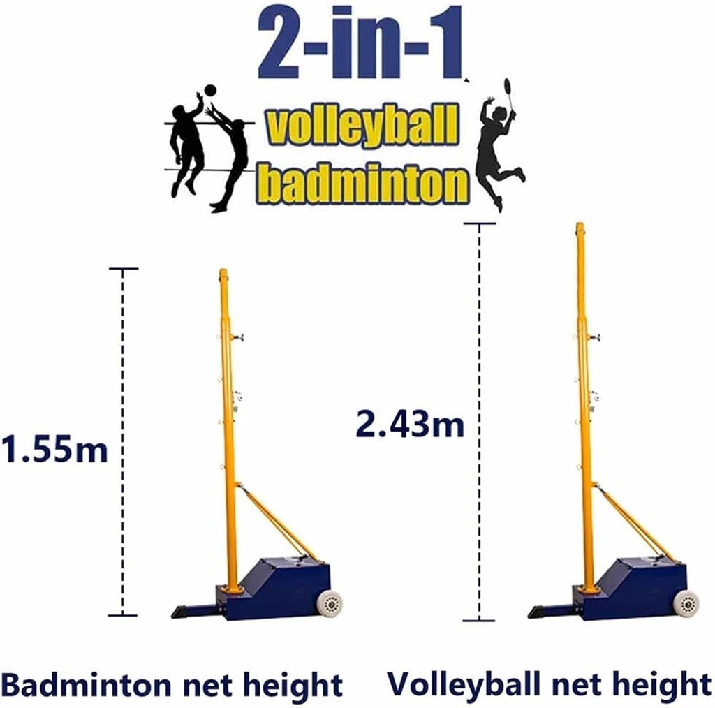 Volleyball/Badminton Poles with Net for Adult & Youth, Steel Volleyball/Badminton Stand with Stable Base, Indoor & Outdoor Use (Color : Style 2, Size : 5-6.6ft)