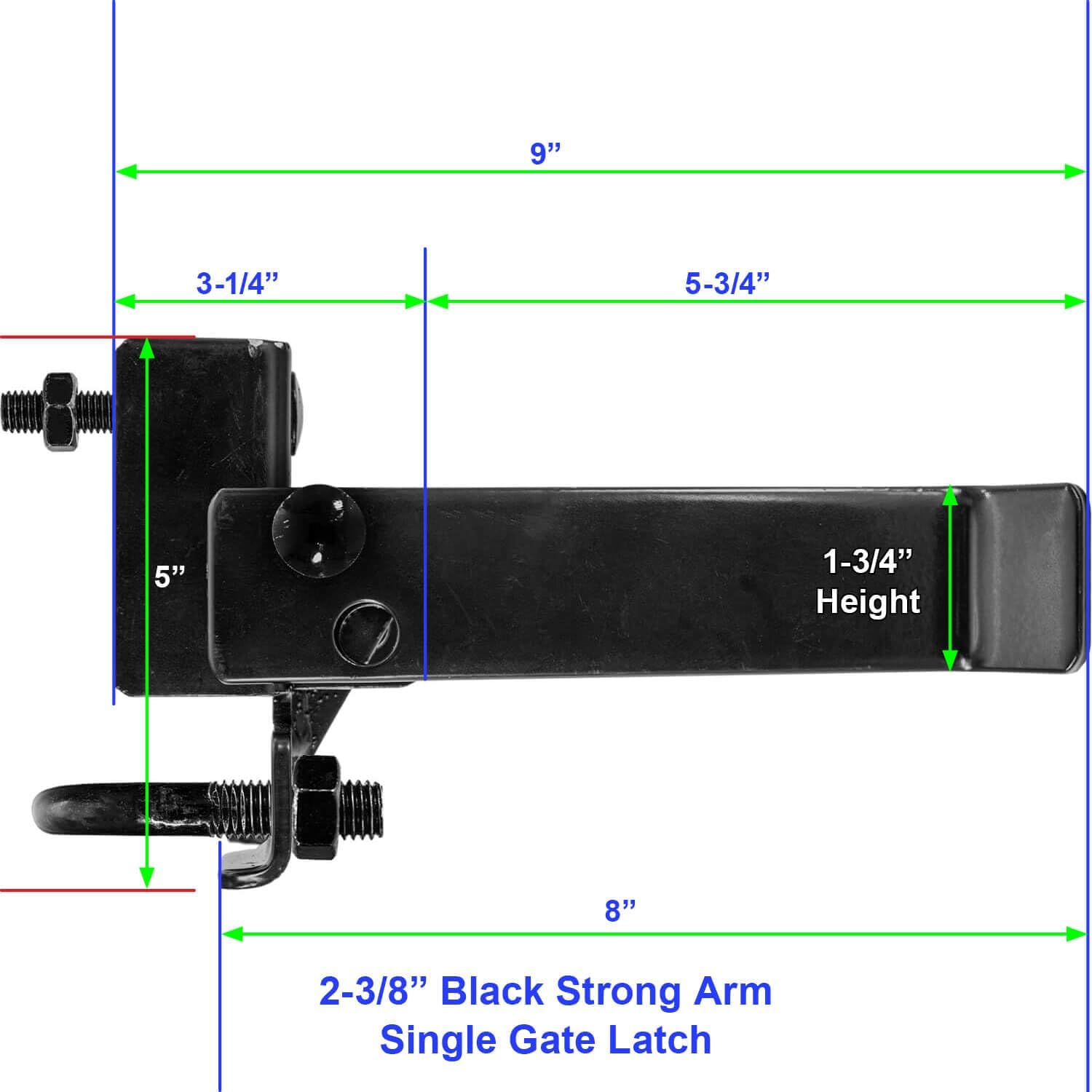4' Strong Arm Single Gate Latch (Black) CASE Qty 2