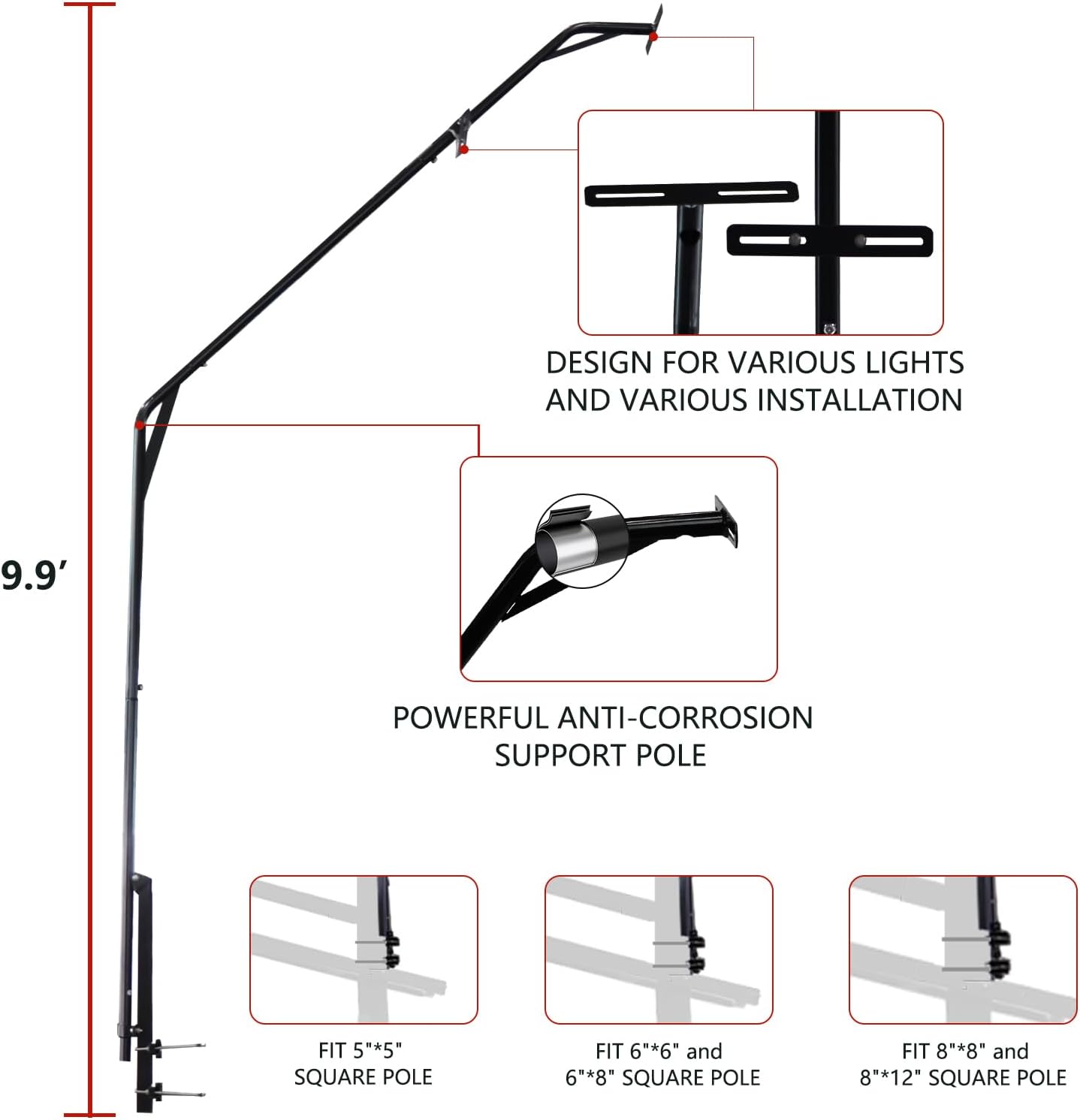 Katop Basketball Yard Guard 12x10 FT & Hoop Light Bracket Accessory, Heavy Duty Return Net System for Outdoor Court with Durable UV-Resistant Net and Sturdy Metal Frame (Light Not Included)