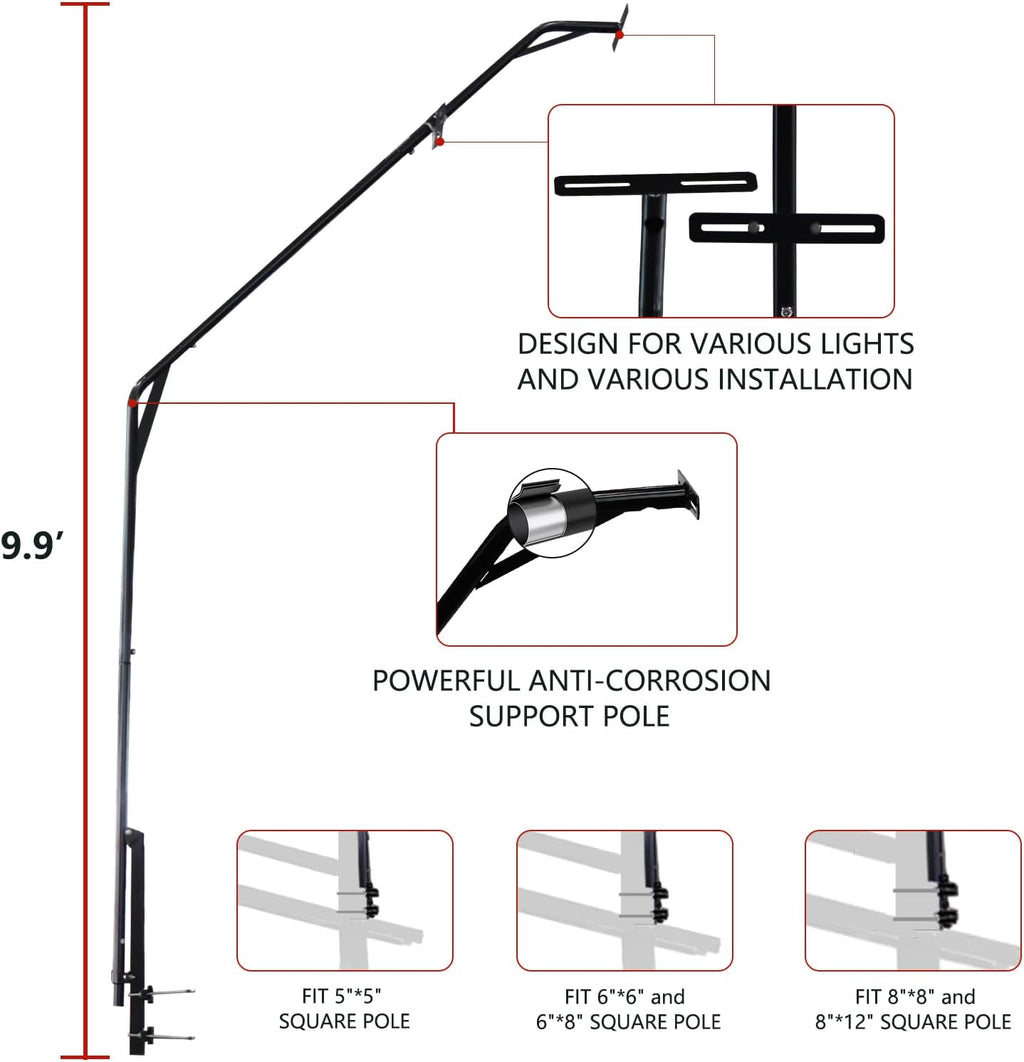 Katop Basketball Yard Guard 12x10 FT & Hoop Light Bracket Accessory, Heavy Duty Return Net System for Outdoor Court with Durable UV-Resistant Net and Sturdy Metal Frame (Light Not Included)
