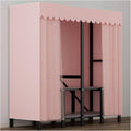 Metal Wardrobe Closet With Cover Clothes Rack Freestanding Metal Garment Rack For Hanging Clothes Foldable Clothes Coat Storage Organizer With Shelves(Pink1,168cm/66.1inch)