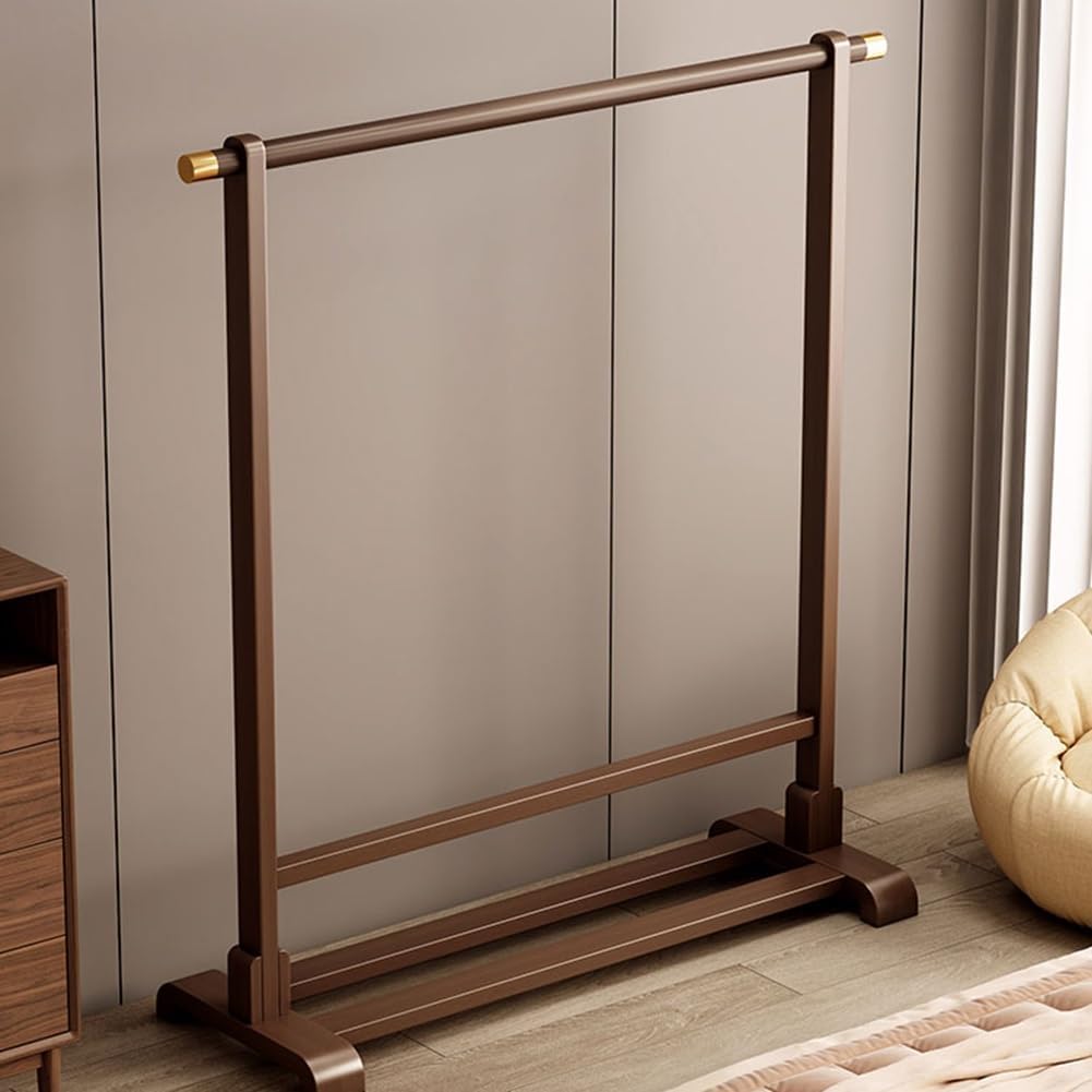 Freestanding Wood Clothing Garment Rack Single Rod with Storage Shelf for Hanging Clothes, Coats, Dresses(80 x 40 x 166 cm)