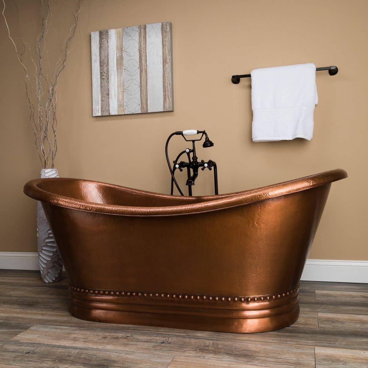Vintage Tub & Bath Melody 58 Inch Copper Freestanding Double Slipper Bathtub - Medium Copper