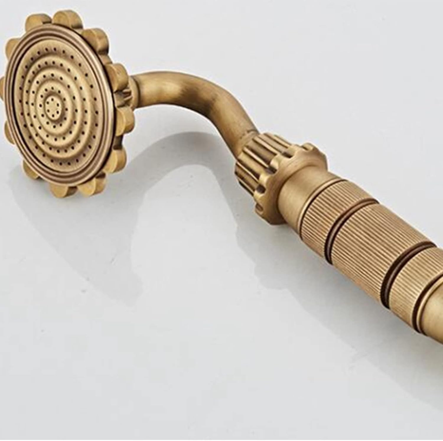 Floor Standing Bath Faucet, Brass Antique Freestanding Bath Filler with Single Handle Handheld Shower Faucet and High Flow Rotary Spout Mixer Faucet(Brass B)