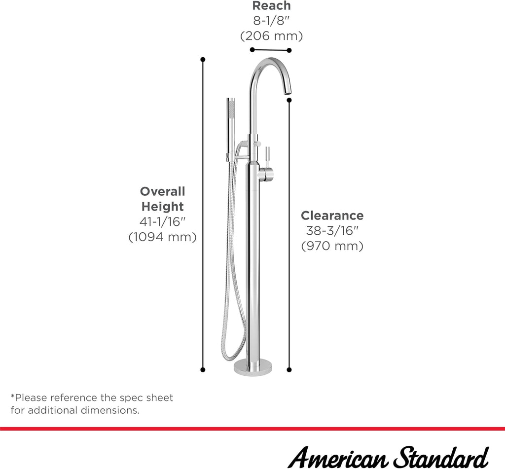 American Standard 2764951.295 Cadet Bathtub Faucet, Free Standing Tub Faucet, Brushed Nickel