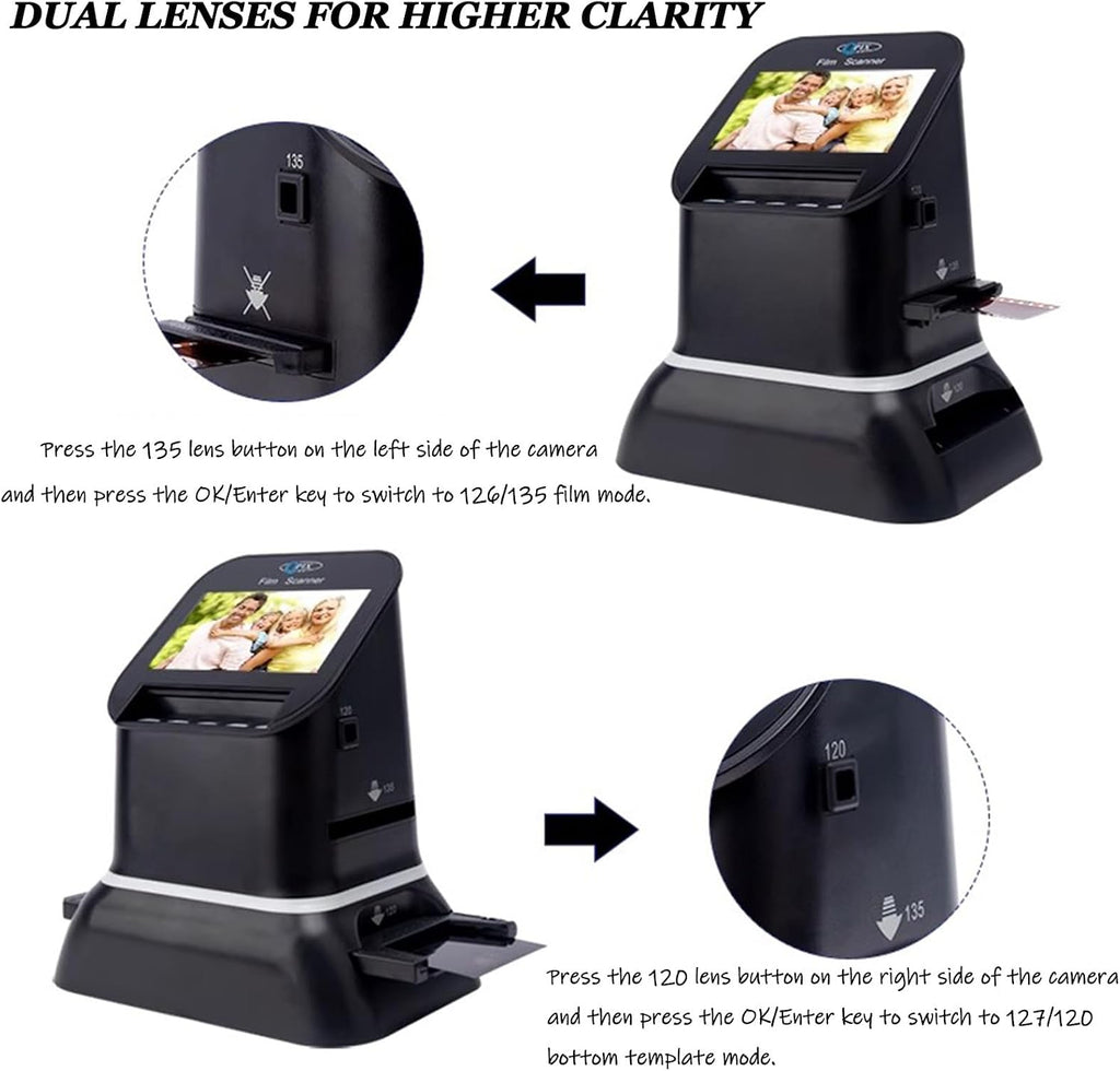 High Resolution 120 Film Scanner 22 Mega Pixels Slide Negative Photo Scanner Digital 35mm 135 126KPK Film Converter 4.3' LCD