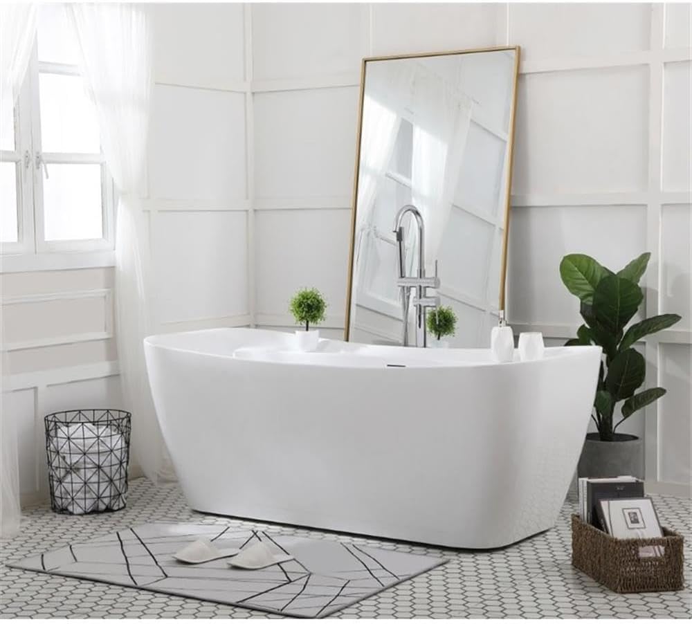 Elegant Decor Indoor Modern 67 inch Soaking Bathtub in Glossy white - 67x30.7x25.5
