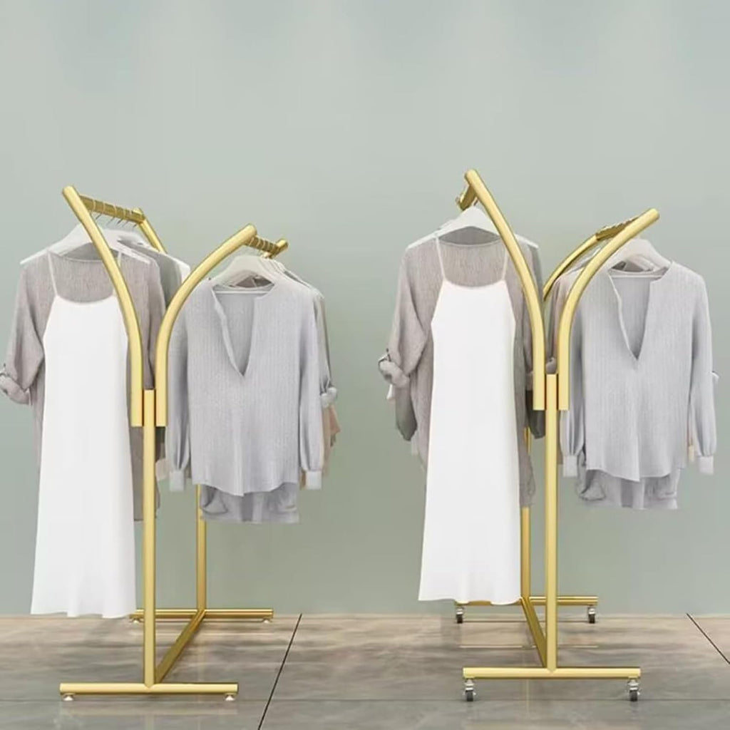 Clothes Racks - Rack for Hanging Clothes Retail Display - Floor Standing Metal Garment Rack - Double Pole Coat Rack, Freestanding Garment Rack, for Bedroom,Home,B 120x50x155cm-