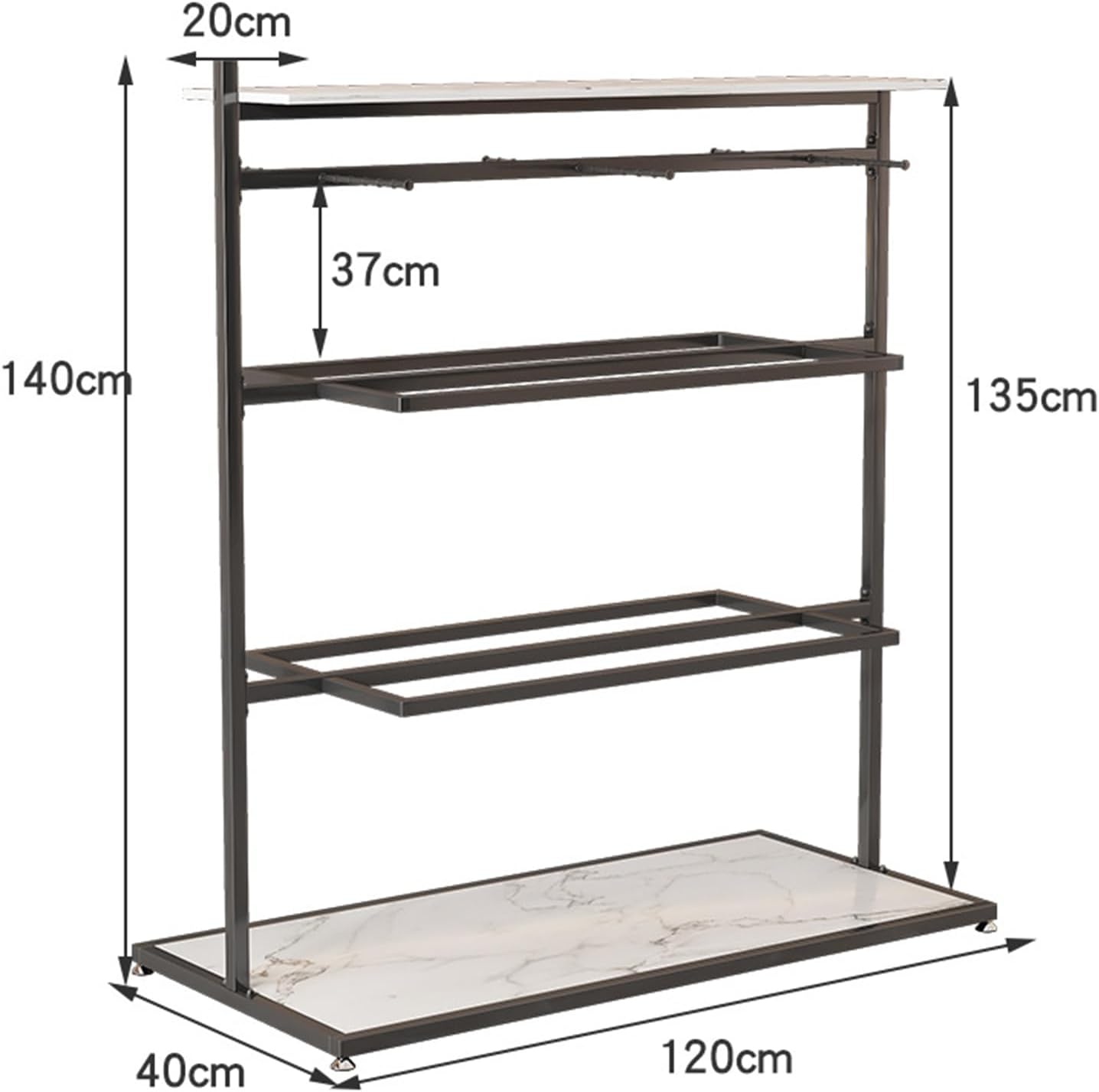 Metal Underwear Panty Bra Shorts Display Rack for Clothing Store Retail Garment Hanger Stand(Black 120x40x135cm)