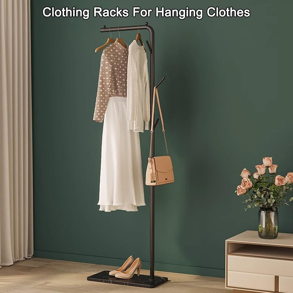 Metal Garment Rack, 66.9inch Clothes Rack For Bedroom Freestanding Wardrobe Rack Clothing Racks For Hanging Clothes For Laundry Living Room Entrances Cloakroom(Round payment,White Gold)