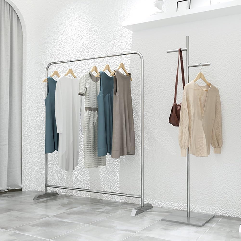 Simple Clothing Rack Max Load 176lbs Freestanding Stainless Steel Shop Garment Rack, Easy to Assemble(80 x 40 x 150 cm)