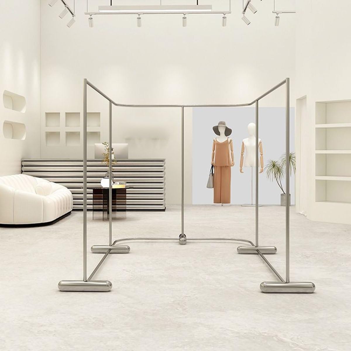 Clothing Garment Rack Heavy Duty 47.2 59 70.9in Freestanding Clothes Hanger Organizer, Space Saving Shop Hanging Clothes Rack for Laundry Boutiques Display(120 * 120 * 170cm/47.2 * 47.2 * 67in)