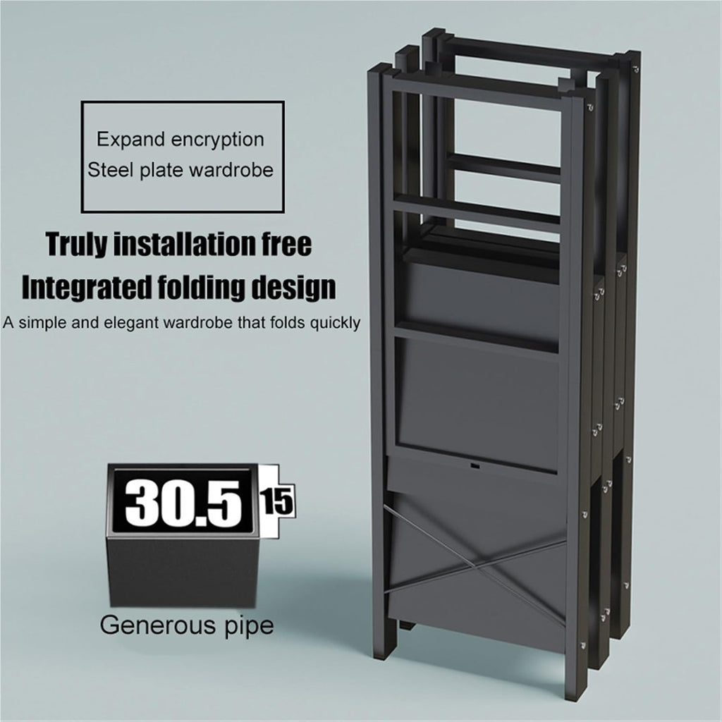 Portable Closet Rack Heavy-Duty Foldable Garment Racks,Wardrobe Closet,1200lbs Enclosed Wardrobe Closet For Hanging Clothes Storaging(87X48X170CM)