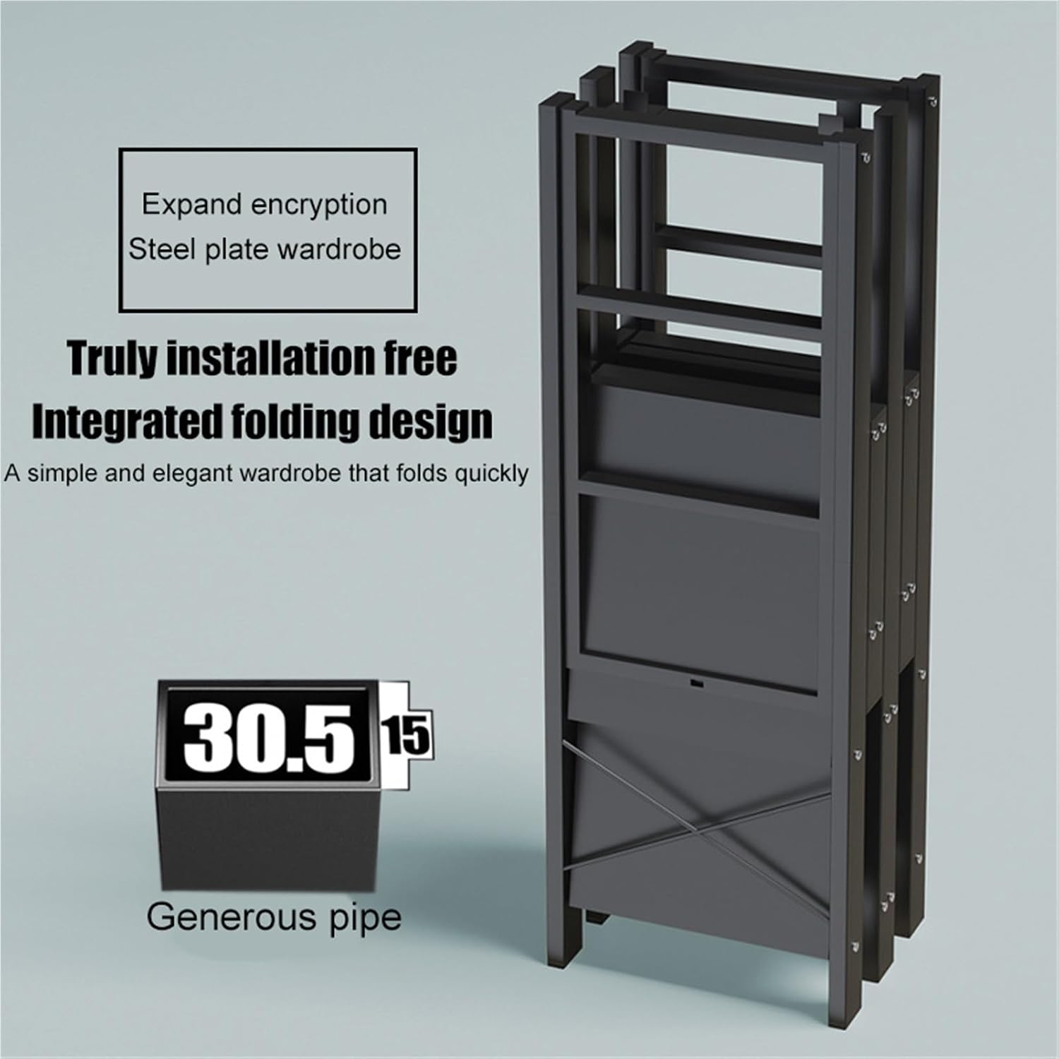 Portable Closet Rack Heavy-Duty Foldable Garment Racks,Wardrobe Closet,1200lbs Enclosed Wardrobe Closet For Hanging Clothes Storaging(87X48X170CM)