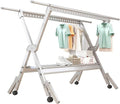 Clothes Drying Racks Aluminum Alloy, Laundry Drying Rack, Heavy Duty Collapsible Garment Rack, Clothes Storage Rack for Indoor Outdoor, Space Saving Hanger Rack (Silver 230cm/90.5in)