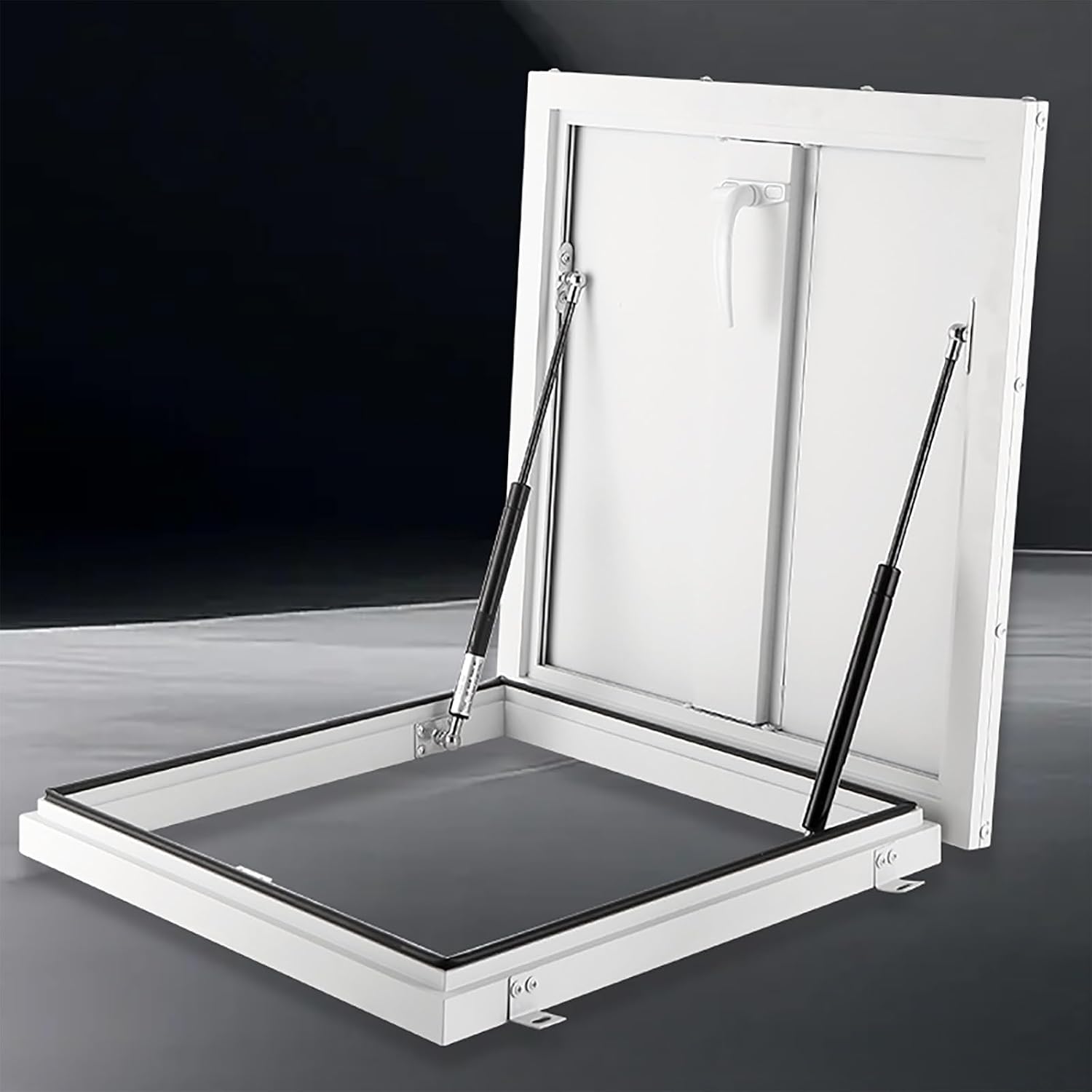 Galvanized Roof Hatch, Attic Access Door, Metal Roof Panels Security Door, Rooftop Maintenance Hatch Cover Plate, with Gas Strut Rods, Suitable for Home Industry(60cm/23.6in)