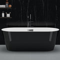 Freestanding Bathtub 67 inch Black and White Acrylic Soaking Tub with Chrome Drain and Overflow, Deep Home Spa Bath for Bathroom Remodel and Comfortable Soaking