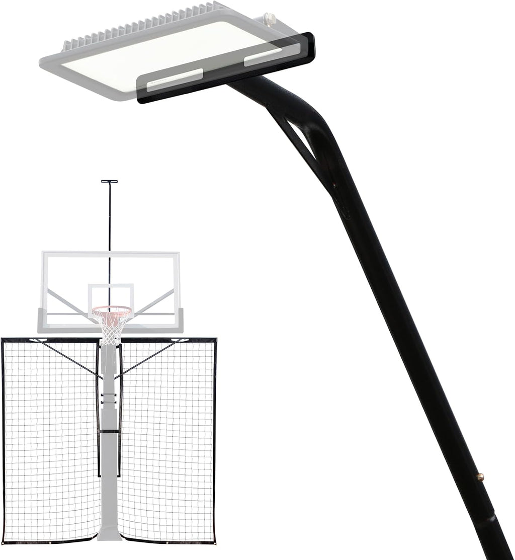 Katop Basketball Yard Guard 12x10 FT & Hoop Light Bracket Accessory, Heavy Duty Return Net System for Outdoor Court with Durable UV-Resistant Net and Sturdy Metal Frame (Light Not Included)