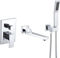 DASAN Swiveling Wall Mount Tub Filler Faucet Set with Hand Held Shower, Chrome Modern Creative Bathtub Faucet Wall Mounted Bath Tub Faucet with High Flow Rough in Valve, SA-TF05WH-PC