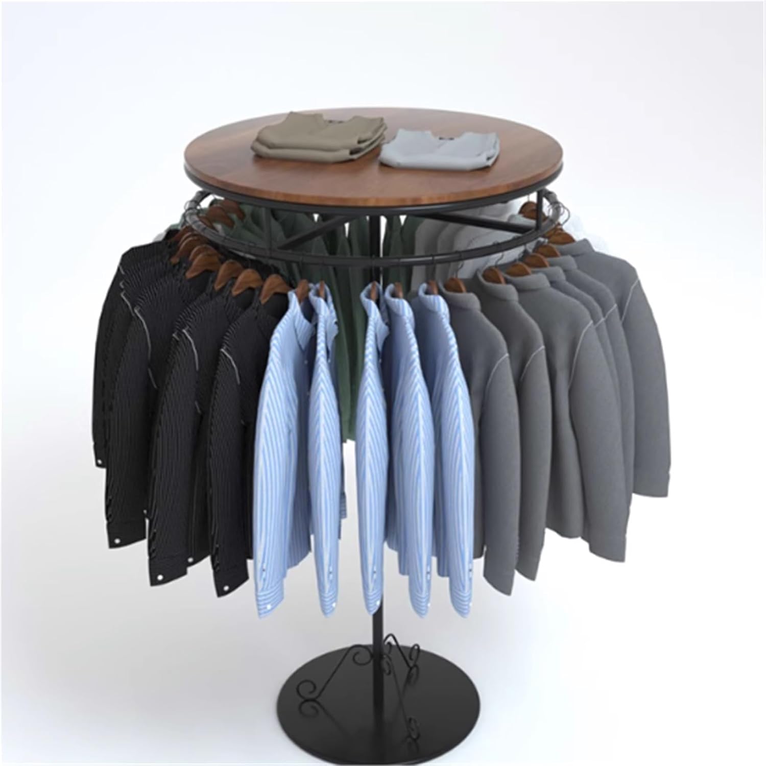 Multi-Purpose Metal Garment Rack, Round, Floor Standing Clothing Stand, Clothes Retail Display Shelf, for Bedroom Boutique Commercial Shop Laundry Room(70 * 150cm)