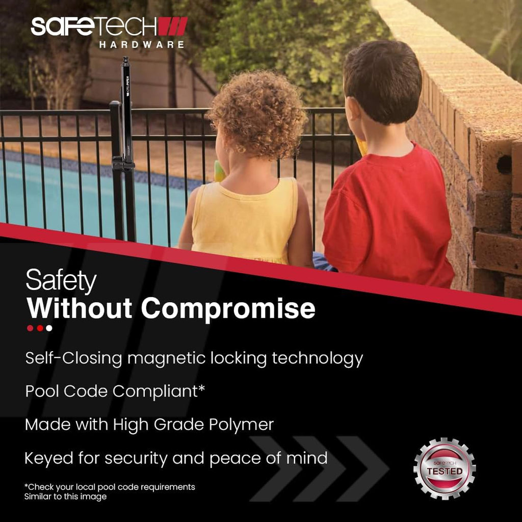 Safetech Hardware 22-Inch Push Lock Magnetic Top Pull Pool Gate Latch, TopKlik Gate Hinges & Gate Handle Bundle