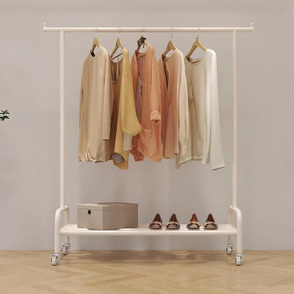 Heavy duty Garment rack Heavy Duty Clothing Rack On Wheels, Stainless Steel Clothes Rail With Shelves, Rolling Clothes Organizer For Hanging Clothes, Portable Coat Rack For Bedroom And Busines ( 150X