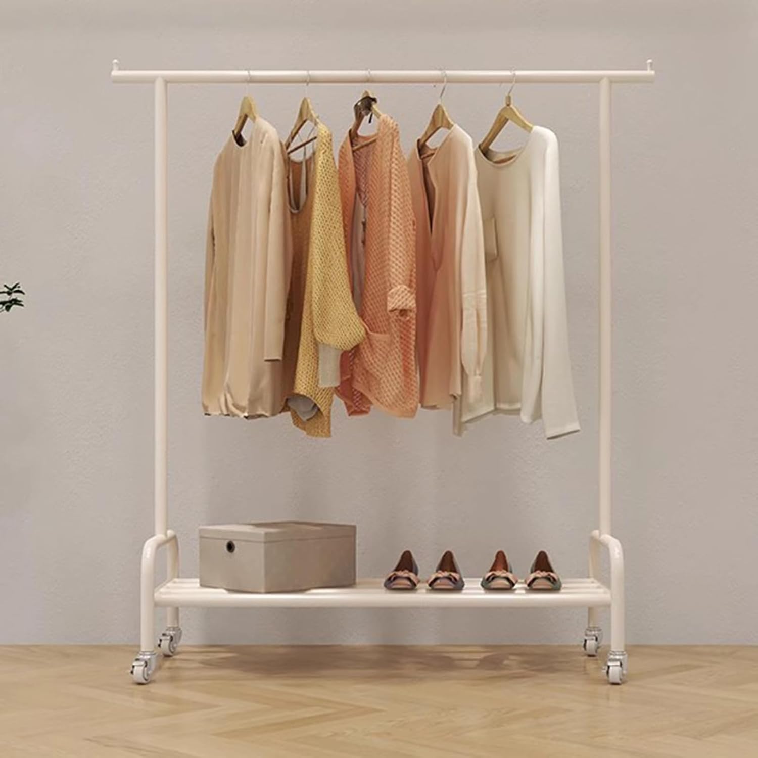 Heavy duty Garment rack Heavy Duty Clothing Rack On Wheels, Stainless Steel Clothes Rail With Shelves, Rolling Clothes Organizer For Hanging Clothes, Portable Coat Rack For Bedroom And Busines ( 120X