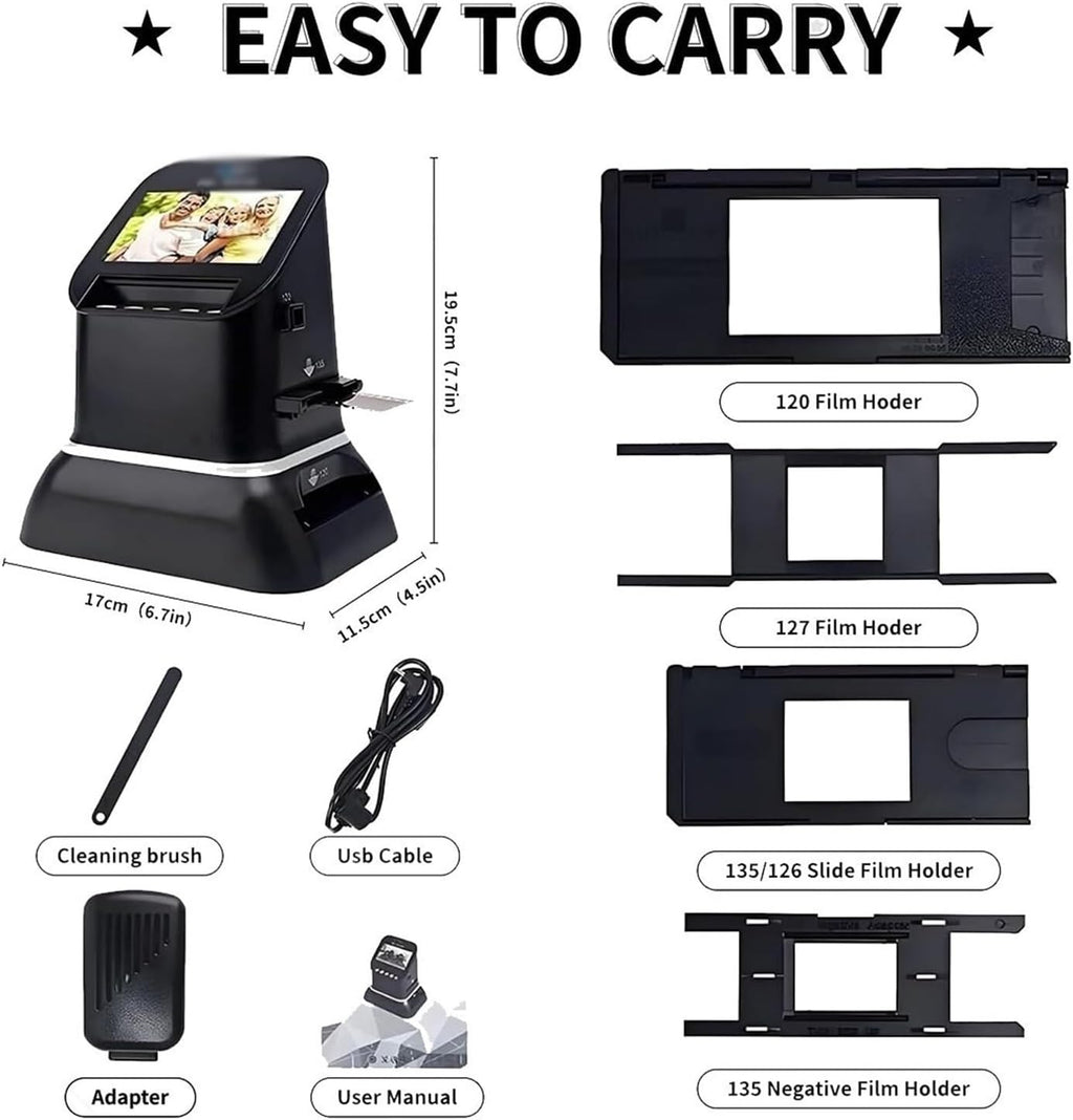 Film Scanner High Resolution 22MP USB/SD Slide Scanner 4.3' LCD Screen Converts 120/135/126/127 Negatives Slides to Digital JPEG