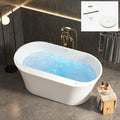 FerdY 59' Acrylic Freestanding Whirlpool Bathtub with LED Light, 8 Air & Water Jets, Contemporary Soaking tub with White Drain, Elegant Oval Shape, cUPC Certified, Mauritius