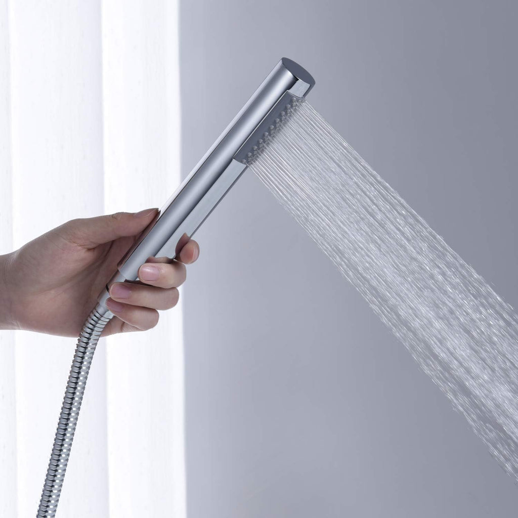 Tub Filler Freestanding Bathtub Faucet Chrome Floor Mount Brass Faucets with Hand Shower