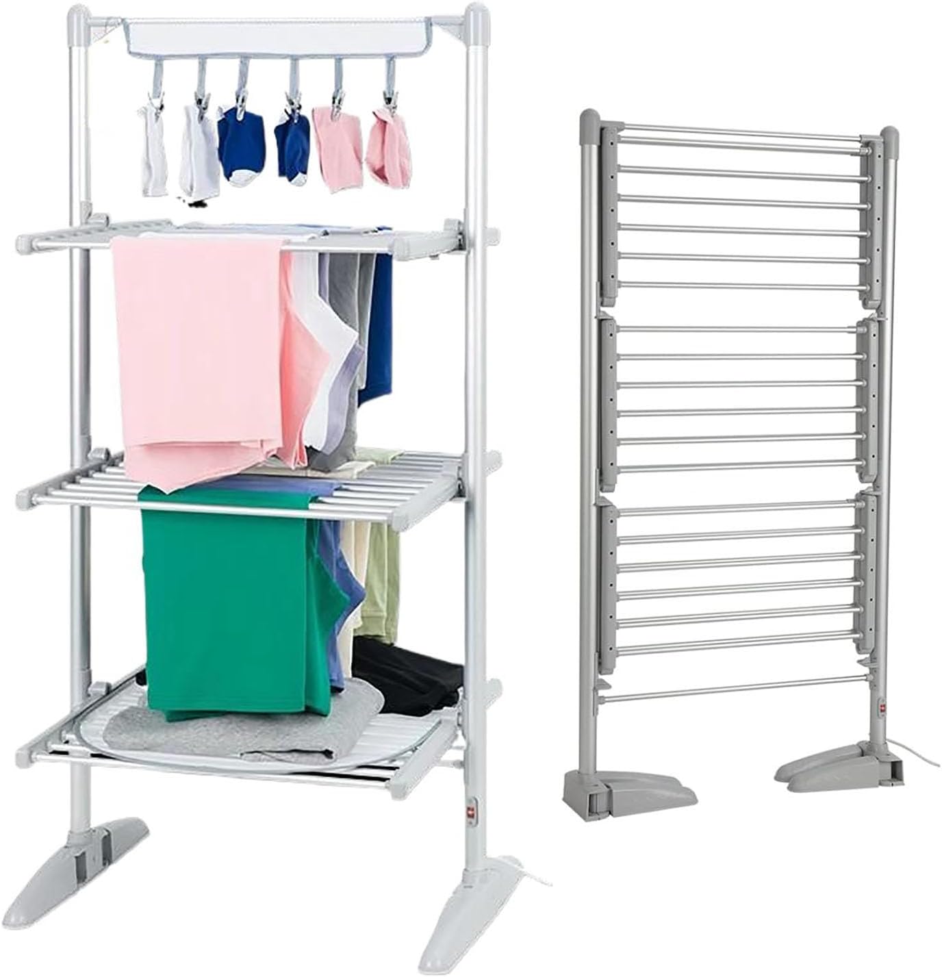 Folding Electric Heated Clothes Drying Rack,Free Standing Laundry Drying Rack,Collapsible Heating Garment Dryer Towel Rail Space Saving for Home Indoor Outdoor