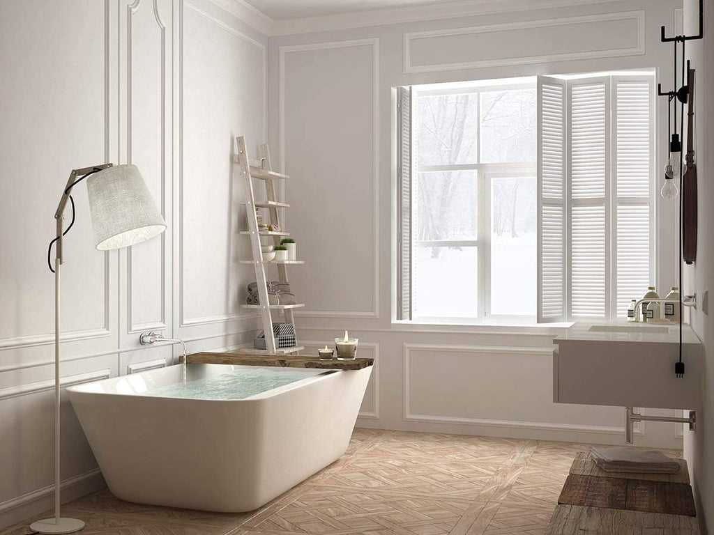 Carver Tubs - Kaskade 71' Modern White Freestanding Soaking Bathtub - Modern Rectangle Acrylic Tub With Chrome Drain & Center Slotted Overflow Included - Deep Soaking - 71″L x32'W x 23'H